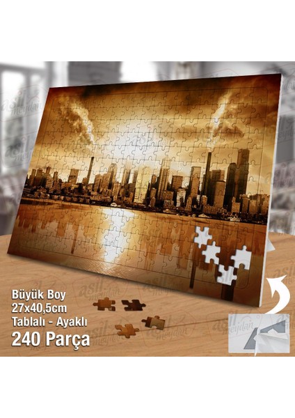 Asil Hobi Şehir - Yüksek Binalar - Retro - Yansıma Yapboz-Ayak Destekli Çerçeveli 240 Parça Puzzle fiyatları