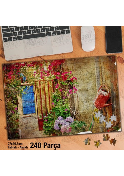 Asil Hobi Bahçe - Ev - Çiçekler - Peyzaj Yapboz-Ayak Destekli Çerçeveli 240 Parça Puzzle