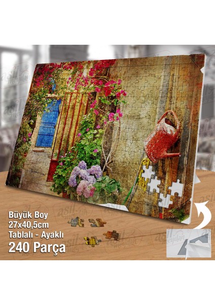 Asil Hobi Bahçe - Ev - Çiçekler - Peyzaj Yapboz-Ayak Destekli Çerçeveli 240 Parça Puzzle