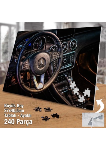 Asil Hobi Mercedes -Lüks Araç-Iç Dizayn -Direksiyon Yapboz -Ayak Destekli Çerçeveli 240 Parça Puzzle