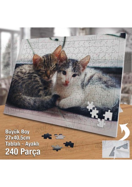 Asil Hobi Sevimli Iki Yavru Kedi - Hayvan Yapboz - Ayak Destekli Çerçeveli 240 Parça Puzzle fiyatları