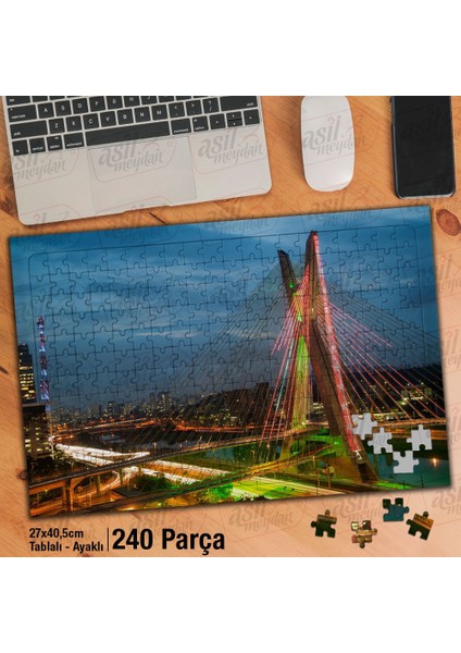 Asil Hobi Sao Paulo - Brezilya - Ünlü Köprü Yapboz-Ayak Destekli Çerçeveli 240 Parça Puzzle