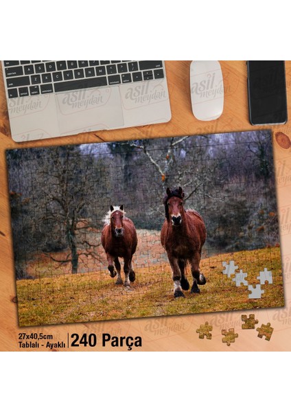 Asil Hobi - Sonbahar - Orman - Kahverengi At - Hayvan Yapboz - Ayak Destekli 240 Parça Puzzle