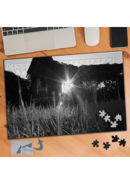 Siyah Beyaz, Yansıyan IŞIK240 Parça Puzzle Yapboz TABLO-521