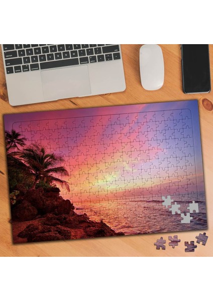 Kızıl Gökyüzü-Kumsaldaki Ağaçlar 240 Parça Puzzle YAPBOZ-74704