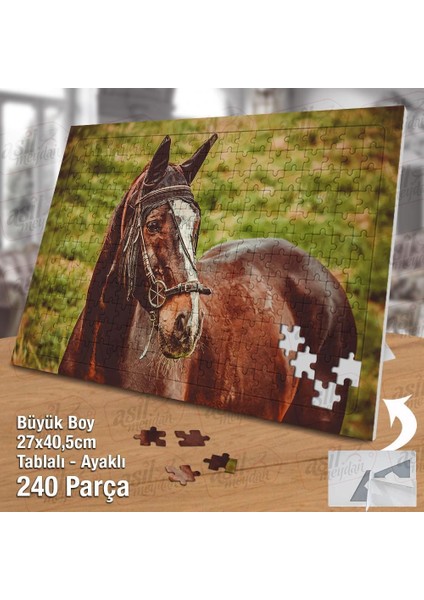 Asil Hobi Horse- Kahverengi At -Hayvan- Kır - Çimen Yapboz -Ayak Destekli Çerçeveli 240 Parça Puzzle fiyatları