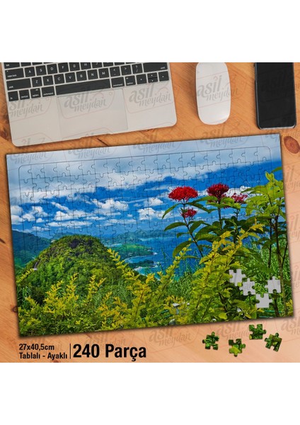 Asil Hobi - Kuş Bakışı Manzara - Çiçek - Ağaçlar - Doğa - Yapboz - Ayak Destekli 240 Parça Puzzle