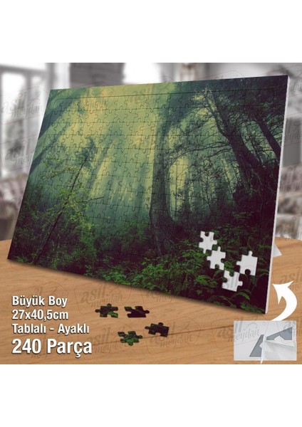 Asil Hobi Orman - Sis - Doğa - Ağaçlar -Manzara Yapboz -Ayak Destekli Çerçeveli 240 Parça Puzzle