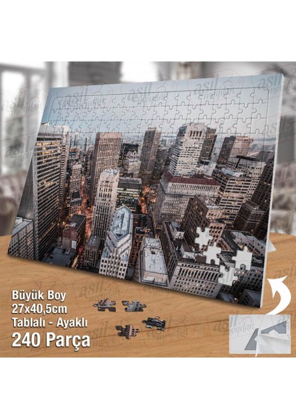 Asil Hobi - Büyük Şehir- Gökdelenler ve Binalar - Mimari - Yapboz - Ayak Destekli 240 Parça Puzzle