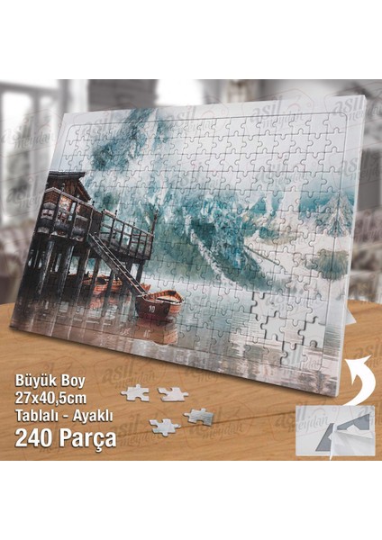 Asil Hobi - Sisli Dağ- Ahşap Ev - Kayık- Deniz- Manzara - Yapboz - Ayak Destekli 240 Parça Puzzle fiyatları