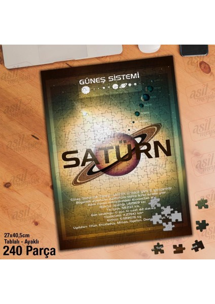 Asil Hobi Satürn Gezegeni - Güneş Sistemi -Evren Yapboz - Ayak Destekli Çerçeveli 240 Parça Puzzle