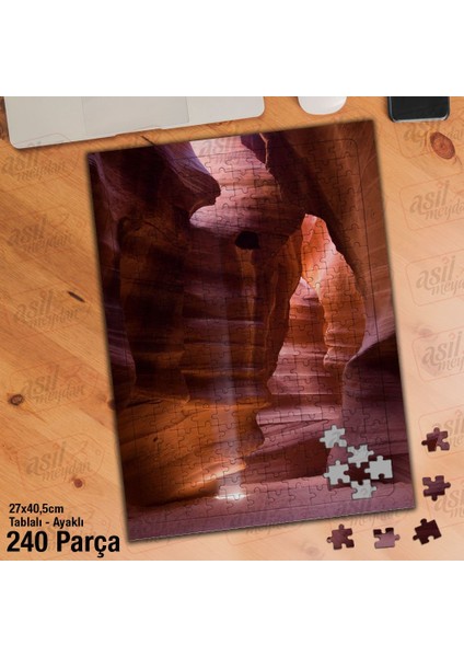 Asil Hobi Kayalıklar - Mağara - Işık Yansıması Yapboz -Ayak Destekli Çerçeveli 240 Parça Puzzle