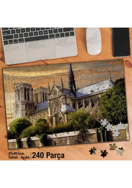 Asil Hobi Kilise - Ağaçlar - Mimari - Din - Inanç Yapboz-Ayak Destekli Çerçeveli 240 Parça Puzzle