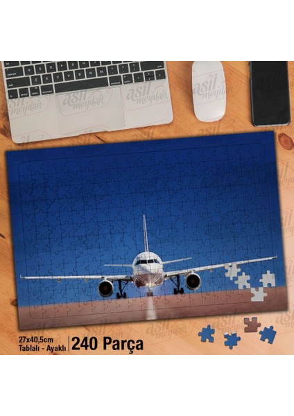 Asil Hobi Uçak Pisti - Uçak - Gökyüzü - Ulaşım Yapboz-Ayak Destekli Çerçeveli 240 Parça Puzzle