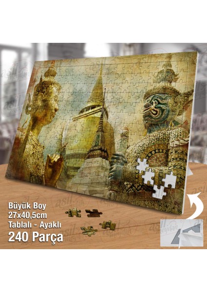 Asil Hobi Hindistan - Budizm - Tapınak - Heykel Yapboz-Ayak Destekli Çerçeveli 240 Parça Puzzle fiyatları