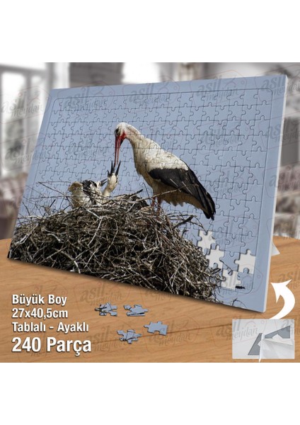 Asil Hobi Yavrularını Besleyen Leylek - Hayvan -Doğa Yapboz-Ayak Destekli Çerçeveli 240 Parça Puzzle fiyatları