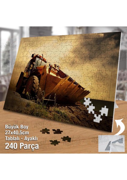 Asil Hobi Greyder - Iş Makinesi - Gökyüzü - Toprak Yapboz-Ayak Destekli Çerçeveli 240 Parça Puzzle