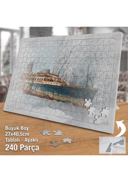 Asil Hobi Eskimiş Gemi - Buz - Kaya - Deniz -Sis Yapboz -Ayak Destekli Çerçeveli 240 Parça Puzzle fiyatları
