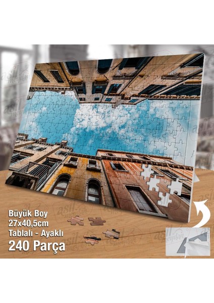 Asil Hobi Italya -Evler - Perspektif Çekim - Mimari Yapboz -Ayak Destekli Çerçeveli 240 Parça Puzzle