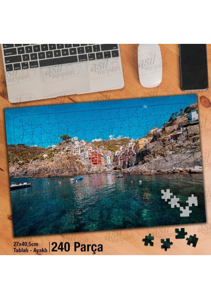 Asil Hobi Italya - Deniz - Sahil - Evler - Manzara Yapboz -Ayak Destekli Çerçeveli 240 Parça Puzzle