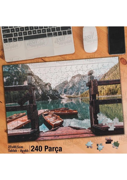 Asil Hobi Italya - Lago Di Braies - Sandal - Kayık Yapboz -Ayak Destekli Çerçeveli 240 Parça Puzzle