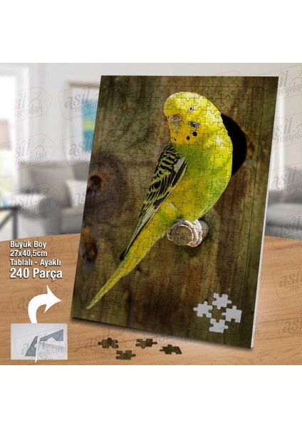 Asil Hobi Sarı - Yeşil Muhabbet Kuşu - Doğa -Hayvan Yapboz -Ayak Destekli Çerçeveli 240 Parça Puzzle fiyatları