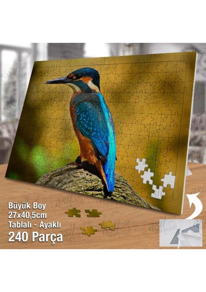 Asil Hobi Mavi Yalıçapkını Kuşu-Tropik Hayvan Yapboz -Ayak Destekli Çerçeveli 240 Parça Puzzle fiyatları