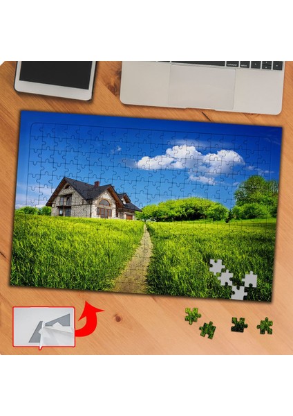Müstakil Şirin Ev Manzarası 240 Parça Puzzle Yapboz Tablo-75
