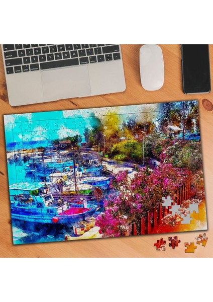 Çiçekli Deniz Kenarı 240 Parça Puzzle Yapboz TABLO-3585314