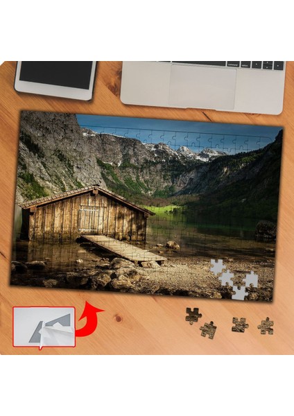 Dağların Arasındaki Tahta Ev 240 Parça Puzzle Yapboz TABLO-P116