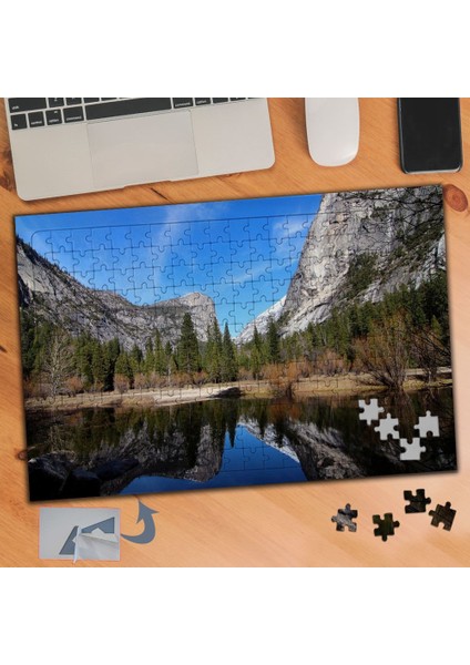 Göl Etrafında Dağlar, Doğa 240 Parça Puzzle Yapboz TABLO-549