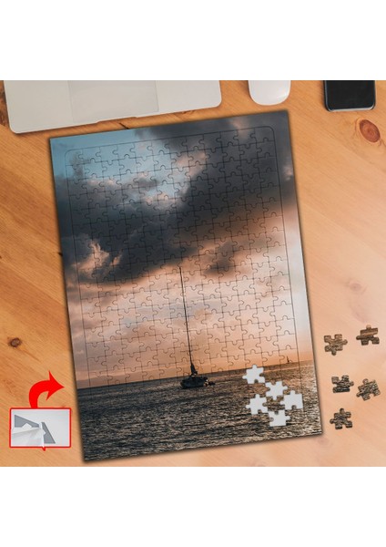 Bulutlu Gökyüzü, Tekne, Deniz 240 Parça Puzzle Yapboz TABLO-2655