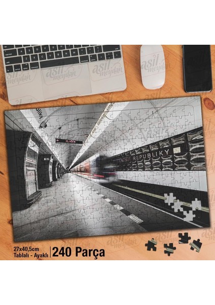 Asil Hobi Metro - Tren - Ulaşım - Raylar - Yeraltı Yapboz -Ayak Destekli Çerçeveli 240 Parça Puzzle