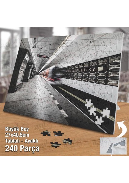 Asil Hobi Metro - Tren - Ulaşım - Raylar - Yeraltı Yapboz -Ayak Destekli Çerçeveli 240 Parça Puzzle