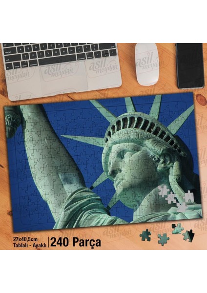 Asil Hobi Özgürlük Anıtı New York City - Şehir Yapboz -Ayak Destekli Çerçeveli 240 Parça Puzzle