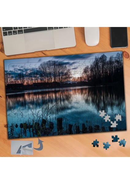 Mavi Yansımalı Gölet, Ağaçlar 240 Parça Puzzle Yapboz TABLO-591