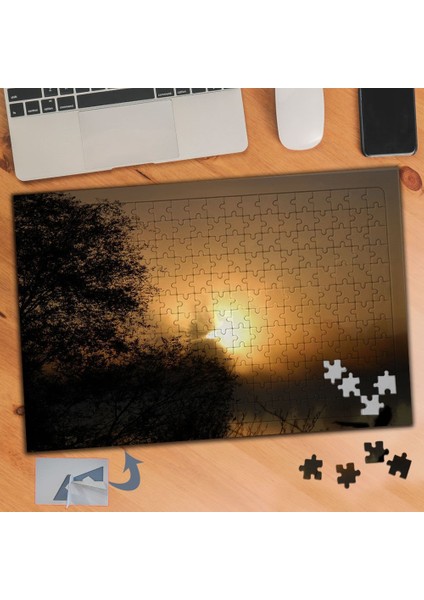 Gün Batımında Ağaç Silüeti 240 Parça Puzzle Yapboz TABLO-707