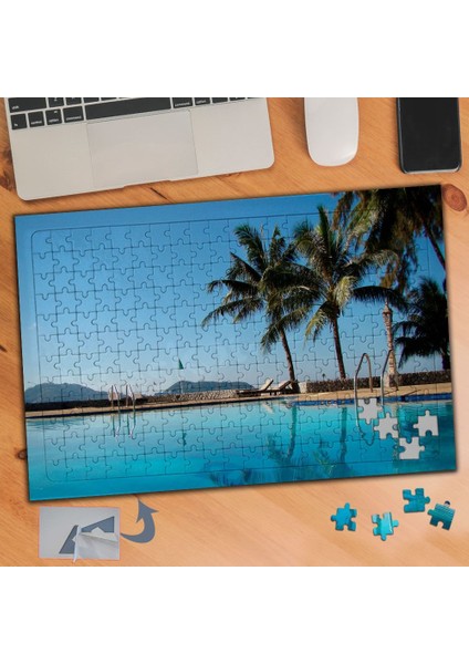 Havuz Kenarı, Palmiyeler, Doğa 240 Parça Puzzle Yapboz TABLO-727