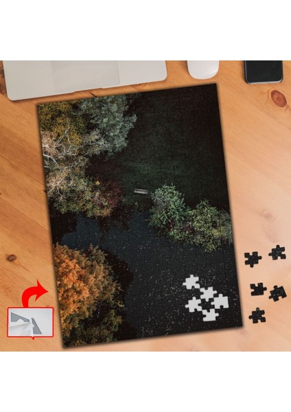 Kuş Bakışı Göl ve Ağaçlar 240 Parça Puzzle Yapboz TABLO-426313