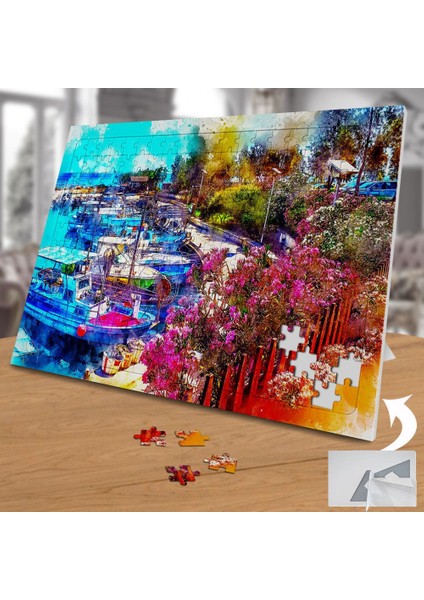 Çiçekli Deniz Kenarı 240 Parça Puzzle Yapboz TABLO-3585314