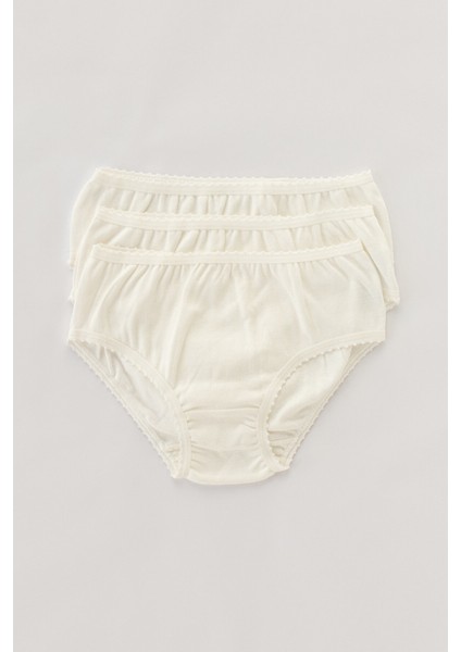 Beyaz Kız Çocuk Organic 3lü Slip Külot