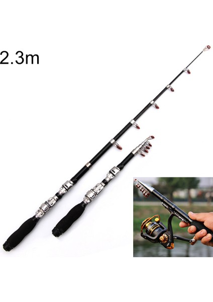 Taşınabilir Teleskopik Sea Fishing Rod, Genişletilmiş Uzunluk: 2.3m, Siyah Klip Reel Koltuk (Yurt Dışından) modelleri