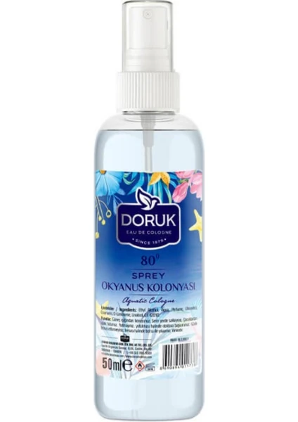 Doruk Sprey Okyanus Kolonyası 80° 50 ml Mini Cep Çanta Kolonya