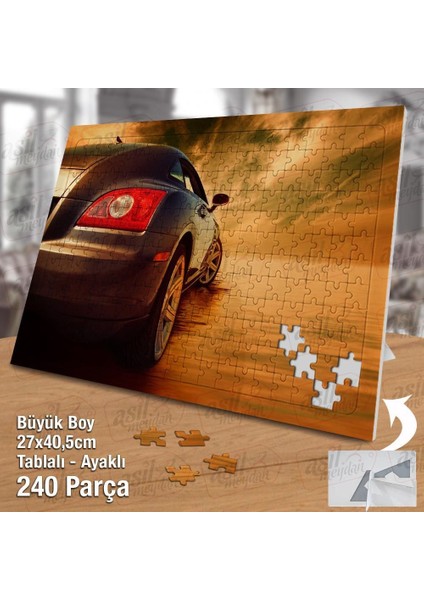 Asil Hobi Spor Araba - Islak Zemin - Gökyüzü Yapboz - Ayak Destekli Çerçeveli 240 Parça Puzzle