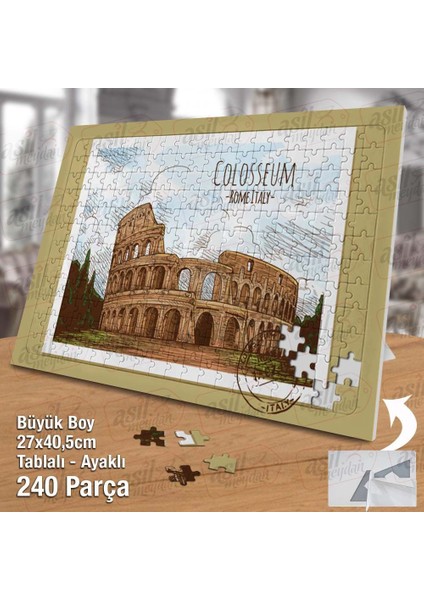 Asil Hobi Roma - Italya - Kolezyum - Anıt - Çizim Yapboz- Ayak Destekli Çerçeveli 240 Parça Puzzle fiyatları