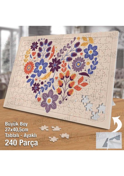 Asil Hobi Vectör - Çiçeklerle Dolu Bir Kalp Yapboz- Ayak Destekli Çerçeveli 240 Parça Puzzle