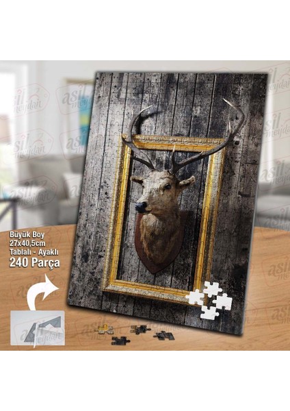 Asil Hobi Çerçeve - Geyik - Hayvan Yapboz - Ayak Destekli Çerçeveli 240 Parça Puzzle