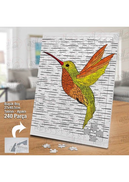 Asil Hobi Renkli Tüylü Kuş - Sevimli Hayvan Yapboz - Ayak Destekli Çerçeveli 240 Parça Puzzle fiyatları