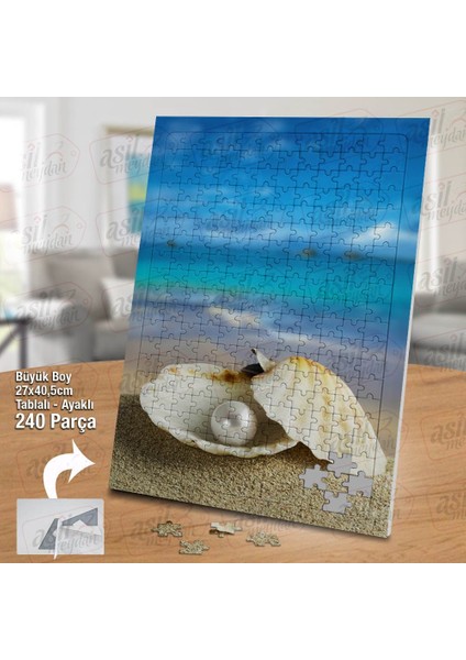 Asil Hobi Deniz Kabuğu - Inci - Kum - Yaz Yapboz - Ayak Destekli Çerçeveli 240 Parça Puzzle