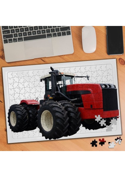 Kırmızı Traktör Araç 240 Parça Puzzle Yapboz TABLO-22536738
